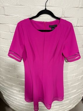 Jessica Howard Bright Fuchsia Short Sleeve Fit-and-Flare Dress